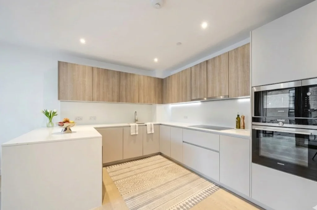 Modern kitchen with integrated Siemens appliances at The Avenue, Queen's Park NW6